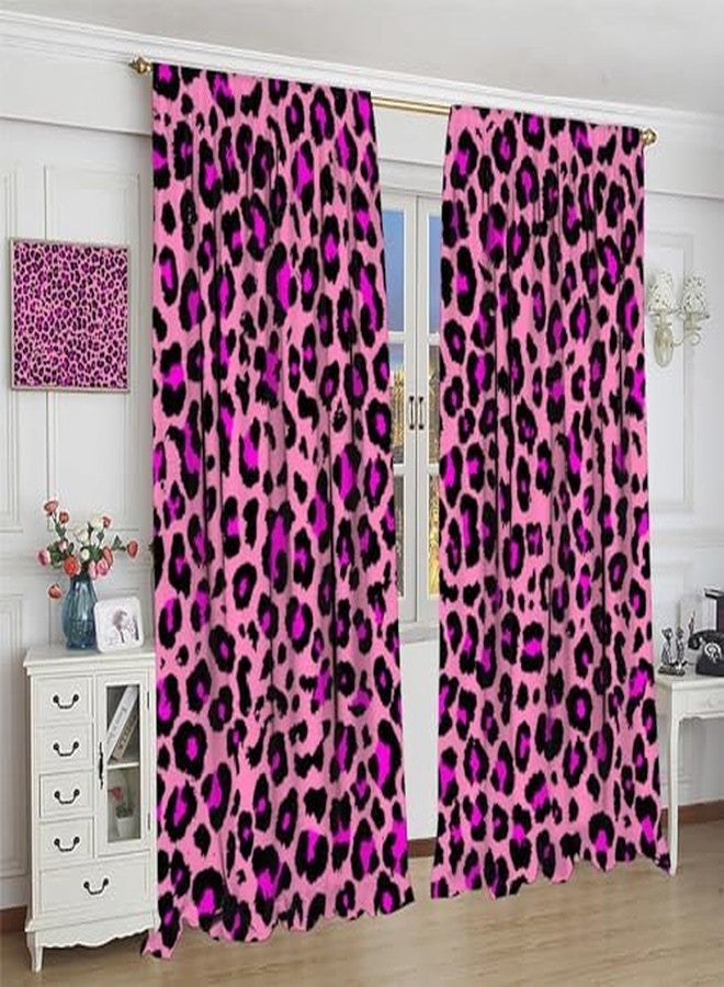 KANEPE Leopard Curtains, Pink Leopard Pattern Design Wild Animal Skin Spots Print Window Treatments, Retro Rod Pocket Thermal Insulation Drapes for Bedroom Living Room, 42" W X 45" L - Image 5